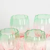Home Lab Petal Watermelon Stemless Wine Glass Set 4