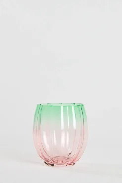 Home Lab Petal Watermelon Stemless Wine Glass Set 4