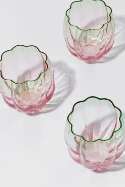 Home Lab Petal Watermelon Stemless Wine Glass Set 4