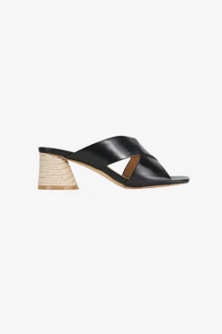 EOS Petora Black Cross Leather Mule
