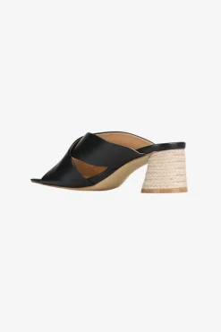 EOS Petora Black Cross Leather Mule