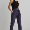 Among the Brave Pierre Navy Soft Viscose Tapered Leg Belted Pant