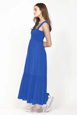 Ketz-Ke Piha Cobalt Tiered Maxi Dress