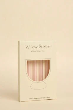 Willow u0026 Mae Pink Cocktail Short Reuseable Pk 4 Glass Drinking Straws