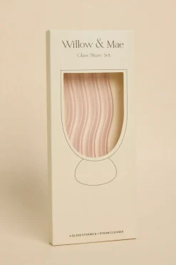 Willow u0026 Mae Pink Curvy Reuseable Pk 4 Glass Drinking Straws