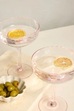 Willow u0026 Mae Pink Ripple Martini Glass