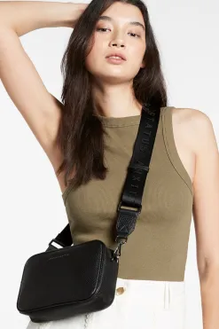 Status Anxiety Plunder Black Crossbody Bag Webbed Strap