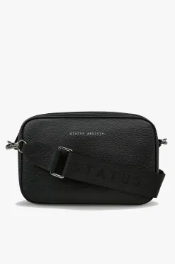 Status Anxiety Plunder Black Crossbody Bag Webbed Strap