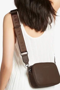 Status Anxiety Plunder Cocoa Crossbody Bag Webbed Strap