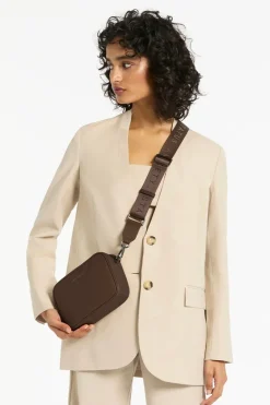 Status Anxiety Plunder Cocoa Crossbody Bag Webbed Strap