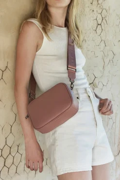 Status Anxiety Plunder Dusty Rose Crossbody Black Webbed Strap