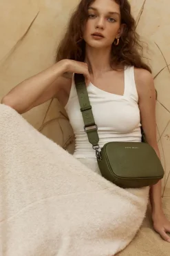 Status Anxiety Plunder Khaki Crossbody Bag Webbed Strap