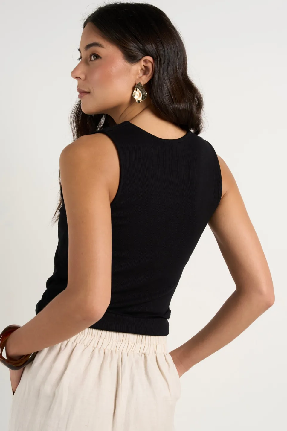 Among the Brave Positive Black Rib Square Neck Tank