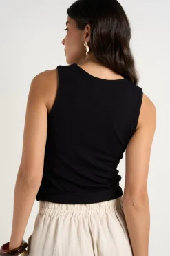 Among the Brave Positive Black Rib Square Neck Tank