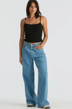 Lee Precinct Blue Mid Slouch Petite Denim Jean