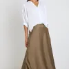 By Rosa. Preserve Bronze Floaty Satin Bias Maxi Skirt