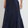 By Rosa. Preserve Navy Floaty Satin Bias Maxi Skirt