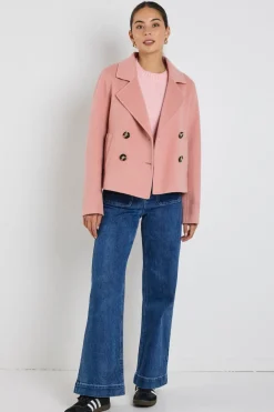 Ivy + Jack Prestige Blush Wool Blend Short Double Breasted Coat
