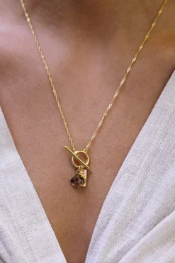 Love Lunamei Pure 18k Gold Plate with Herkimer Quartz Fob Necklace