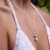 Love Lunamei Pure Sterling Silver Plate with Herkimer Quartz Fob Necklace