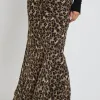Among the Brave Rally Leopard Tie Waist Bias Maxi Skirt
