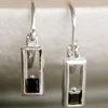 Silver Linings Realm Silver Square Sleeper EOL Earring with Black Garnet