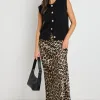 Stories be Told Record Leopard Satin Bias Maxi Skirt