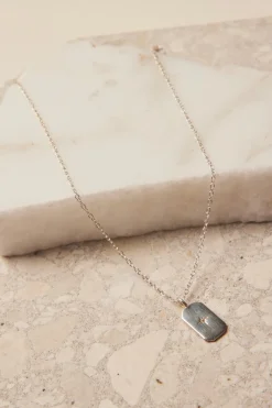 Georgia Mae Rectangle Diamonte Pendant EOL Silver Necklace