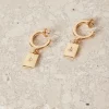Humble + Heart Rectangle Pendant Gold Hoop Earrings