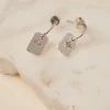 Georgia Mae Rectangle Signet Hoop EOL Silver Earrings