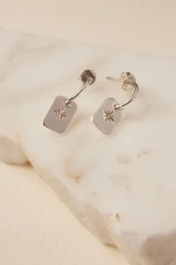 Georgia Mae Rectangle Signet Hoop EOL Silver Earrings