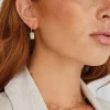 Georgia Mae Rectangle Signet Hoop Gold Earrings.