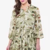 Leila + Luca Renew Khaki Smudge LS Belted Mini Dress