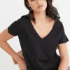 Humble + Heart Respect Black Relaxed V neck Organic Tee