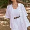 RE:UNION Label Response White Linen SS Boxy Shirt