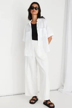 RE:UNION Label Response White Linen SS Boxy Shirt