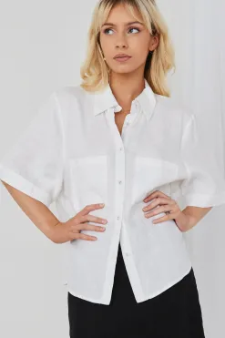 RE:UNION Label Response White Linen SS Boxy Shirt