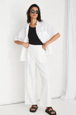 RE:UNION Label Response White Linen SS Boxy Shirt