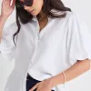 Among the Brave Rested White Linen Bubble Sleeve Shirt
