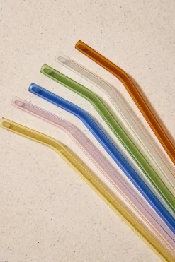 Sucker Reusable Glass Multi Colour Drinking Straws