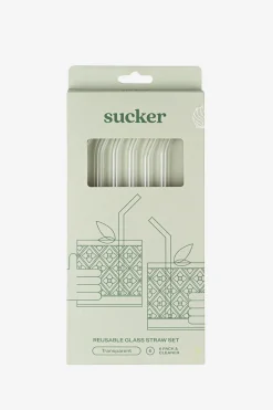 Sucker Reusable Glass Transparent Drinking Straws