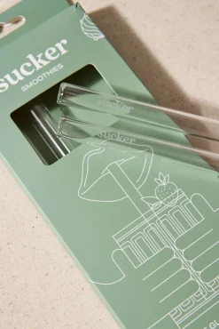 Sucker Reusable Glass Transparent Smoothie Straws