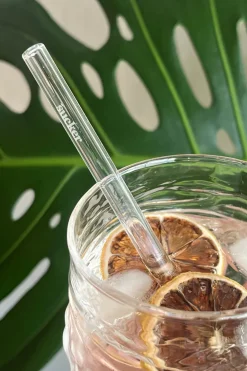 Sucker Reusable Glass Transparent Cocktail Straws
