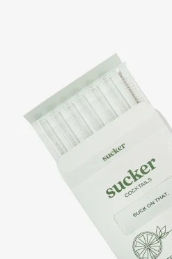 Sucker Reusable Glass Transparent Cocktail Straws