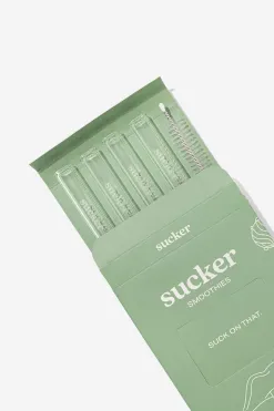 Sucker Reusable Glass Transparent Smoothie Straws
