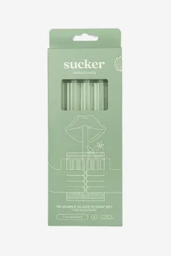 Sucker Reusable Glass Transparent Smoothie Straws