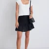 Among the Brave Revival Black Linen Tiered Mini Skirt