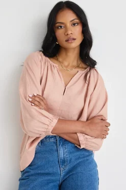 RE:UNION Label Revolutionary Caramel Linen Relaxed LS Top