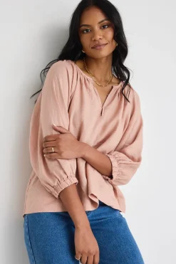 RE:UNION Label Revolutionary Caramel Linen Relaxed LS Top