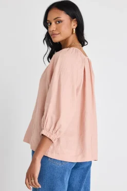 RE:UNION Label Revolutionary Caramel Linen Relaxed LS Top